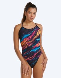 TYR baddräkt för dam - Durafast Elite Crosscutfit - Svart/multifärgad