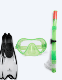 Watery snorkelset för junior (8-15) - Jubal/Rilian - Grön/svart - Snorkelset barn (4-16 år)
