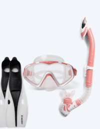 Watery snorkelset för vuxna (från 15 år) - Leach/Breeve - Vit/rosa - Snorkelset vuxna (+16 år)