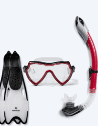 Watery snorkelset för vuxna (från 15 år) - Nebula/Breeve - Svart/röd - Snorkelset vuxna (+16 år)