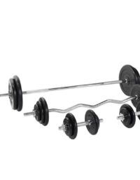 Gorilla Sports Skivstång CurlstångHantlar GUMMI - 108kg, Skivstångsset gummerade