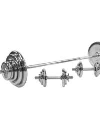 Gorilla Sports Skivstång Hantlar CHROME - 100 kg, Skivstångsset järn