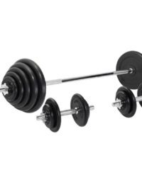 Gorilla Sports Skivstång Hantlar GUMMI - 100kg, Skivstångsset gummerade