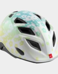 Met Genio Iridescent White Flowers/Glossy, Cykelhjälm
