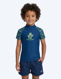 Watery UV-tröja för barn - Katsu Kortärmad Rashguard - Grön/mörkblå