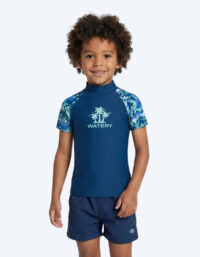 Watery UV-tröja för barn - Katsu Kortärmad Rashguard - Ljusblå/mörkblå - UV kläder barn