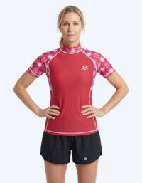 Watery UV-tröja för dam - Aiko Kortärmad Rashguard - Rosa/mörkröd - UV kläder barn