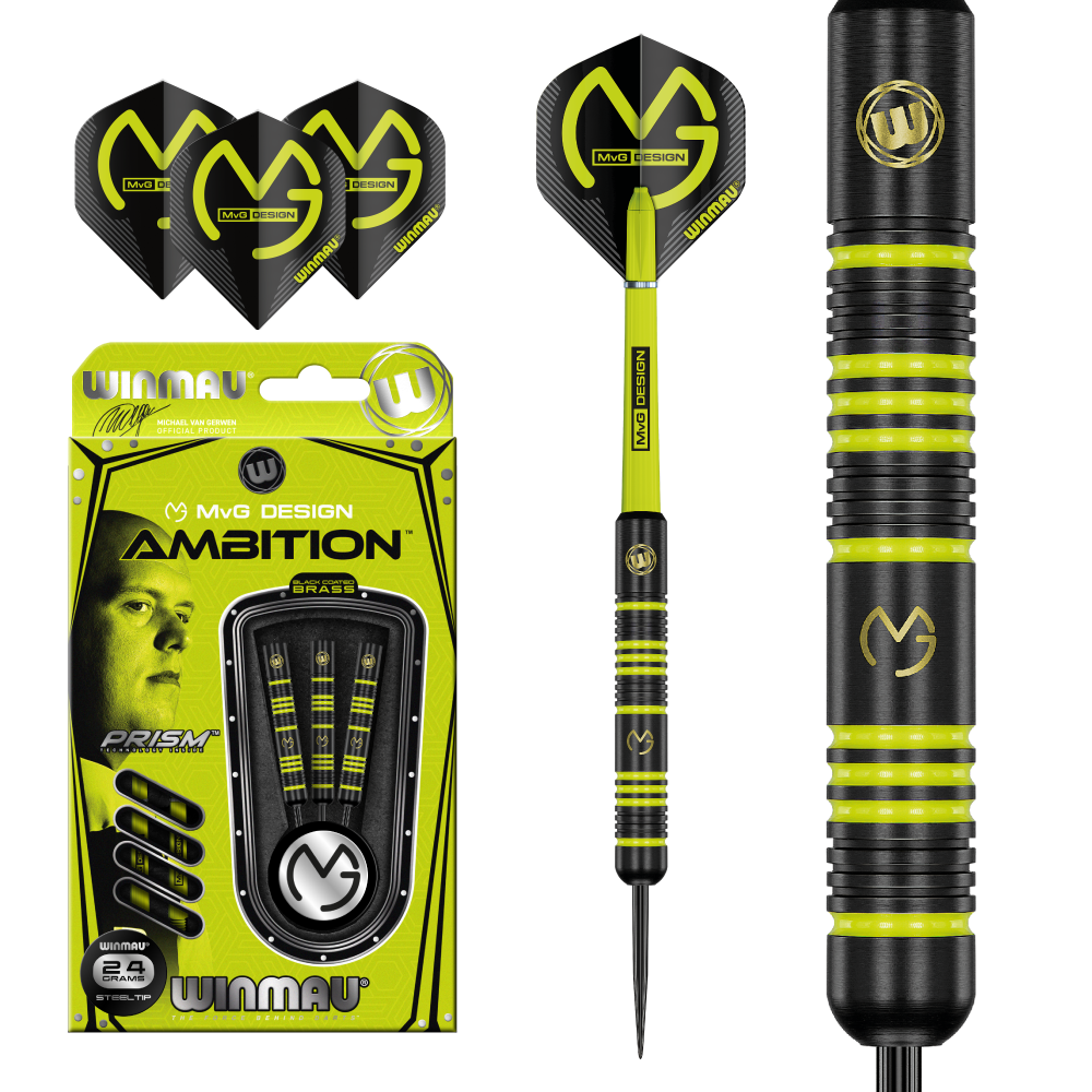 Winmau Winmau MvG Ambition Black Coated Brass Dartpilar - 24g