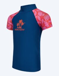 Watery UV-tröja för barn - Osiris Kortärmad Rashguard - Rosa/mörkblå - UV kläder barn