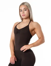 Relode Aura Seamless Halterneck Top - Espresso brown - XXL
