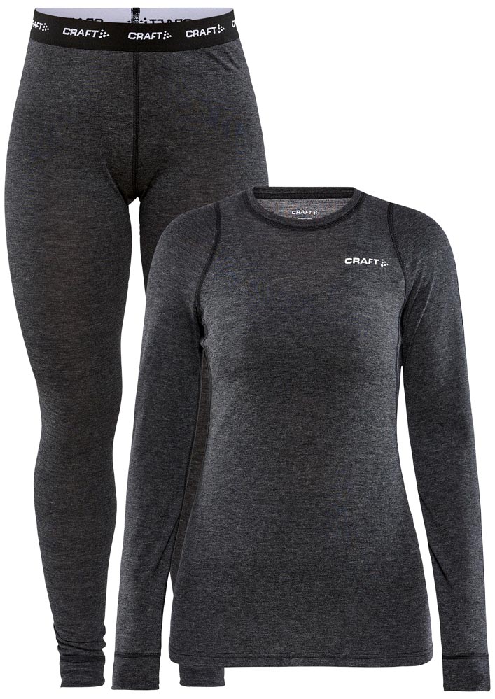 Craft Core Wool Merino Set W-Svart-XXL Dam Svart XXL | Underställ Set