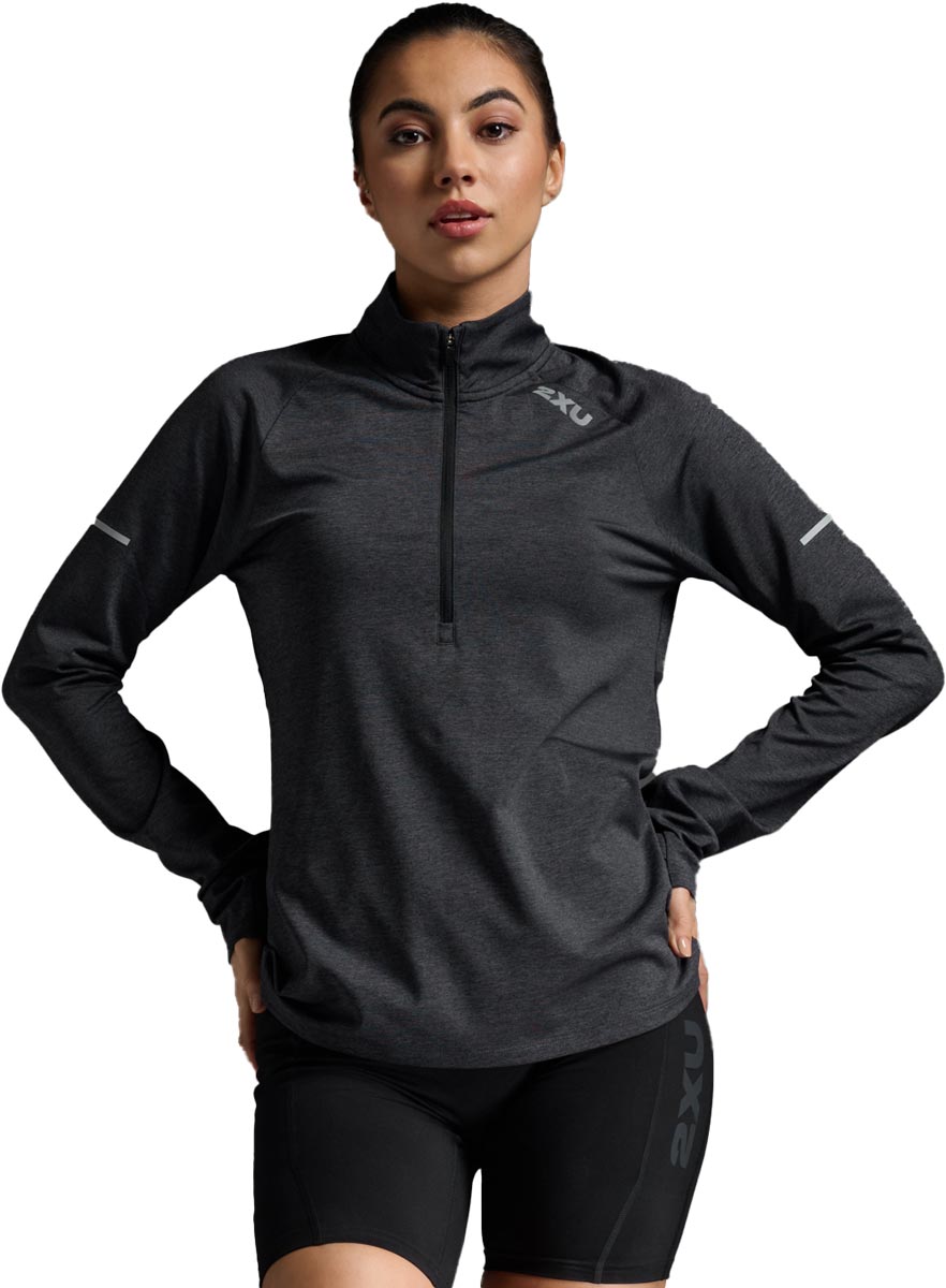 2XU Aero 1/2 Zip W Dam Svart M | Mellanlager Tröja