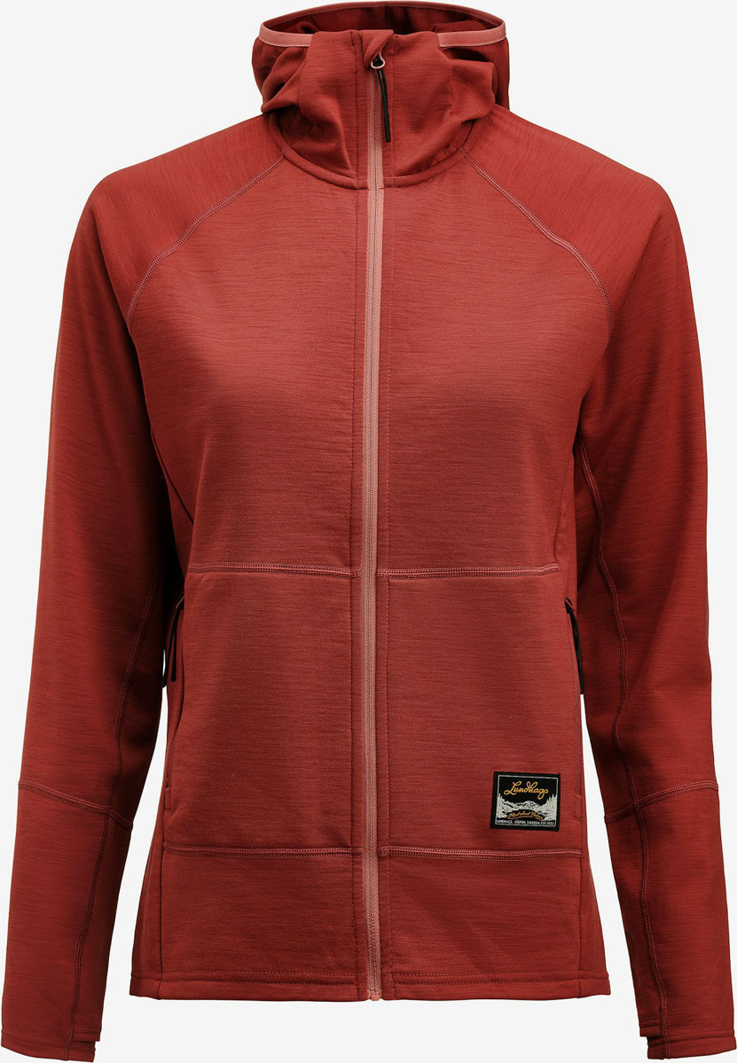 Lundhags Tived Merino Hoodie W Dam Röd M | Mellanlager Tröja