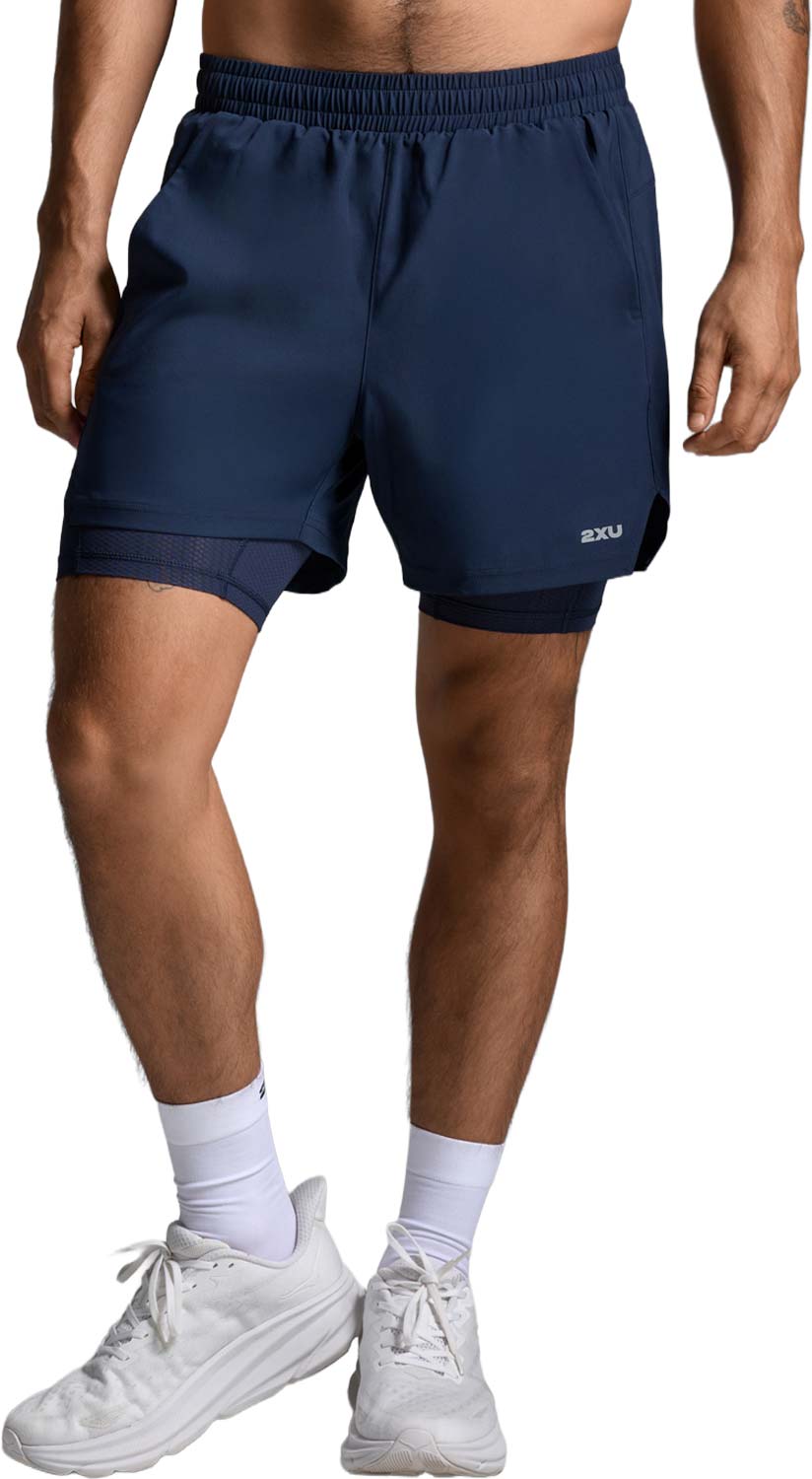 2XU Aero Mesh 2-in-1 5-inch Shorts Herr Blå S | Löparshorts