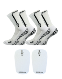 supersox.se 2 Pack Grip Socks - GripFit - Vit & ShinFit - S. 27-31 / Medium (16x10 cm)
