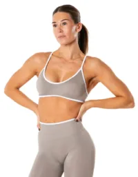 Relode Hybrid Contrast Sports Bra - Dune