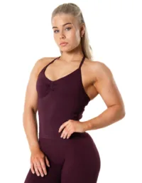 Relode Aura Seamless Halterneck Top - Fig Red