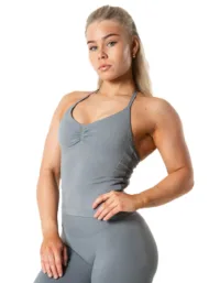 Relode Aura Seamless Halterneck Top - Slate Grey