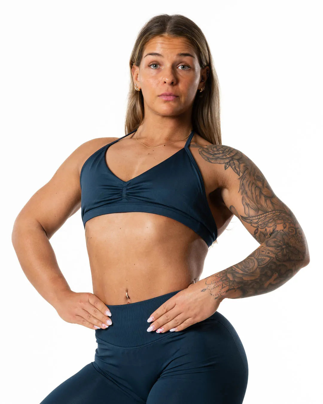 Relode Hybrid Seamless Halterneck Sports Bra - Dark Navy