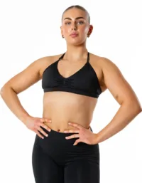 Relode Hybrid Seamless Halterneck Sports Bra - Jet Black