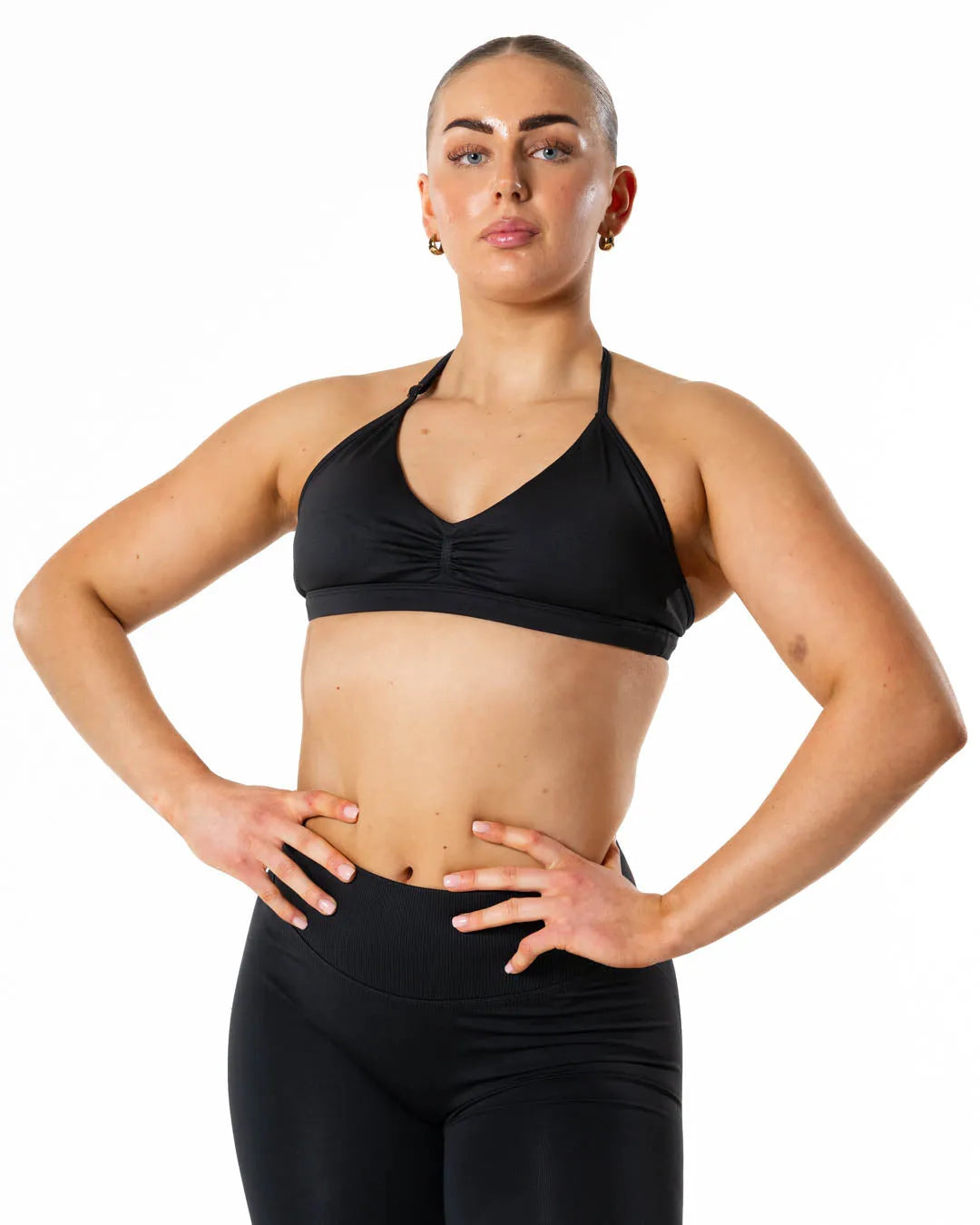 Relode Hybrid Seamless Halterneck Sports Bra - Jet Black
