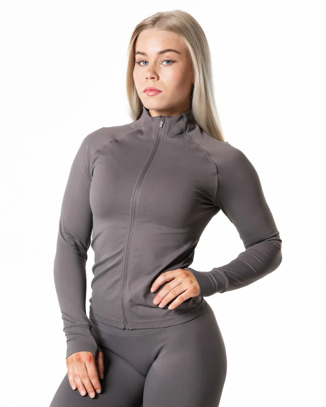 Relode Aura Seamless Zip Longsleeve - Earth Grey