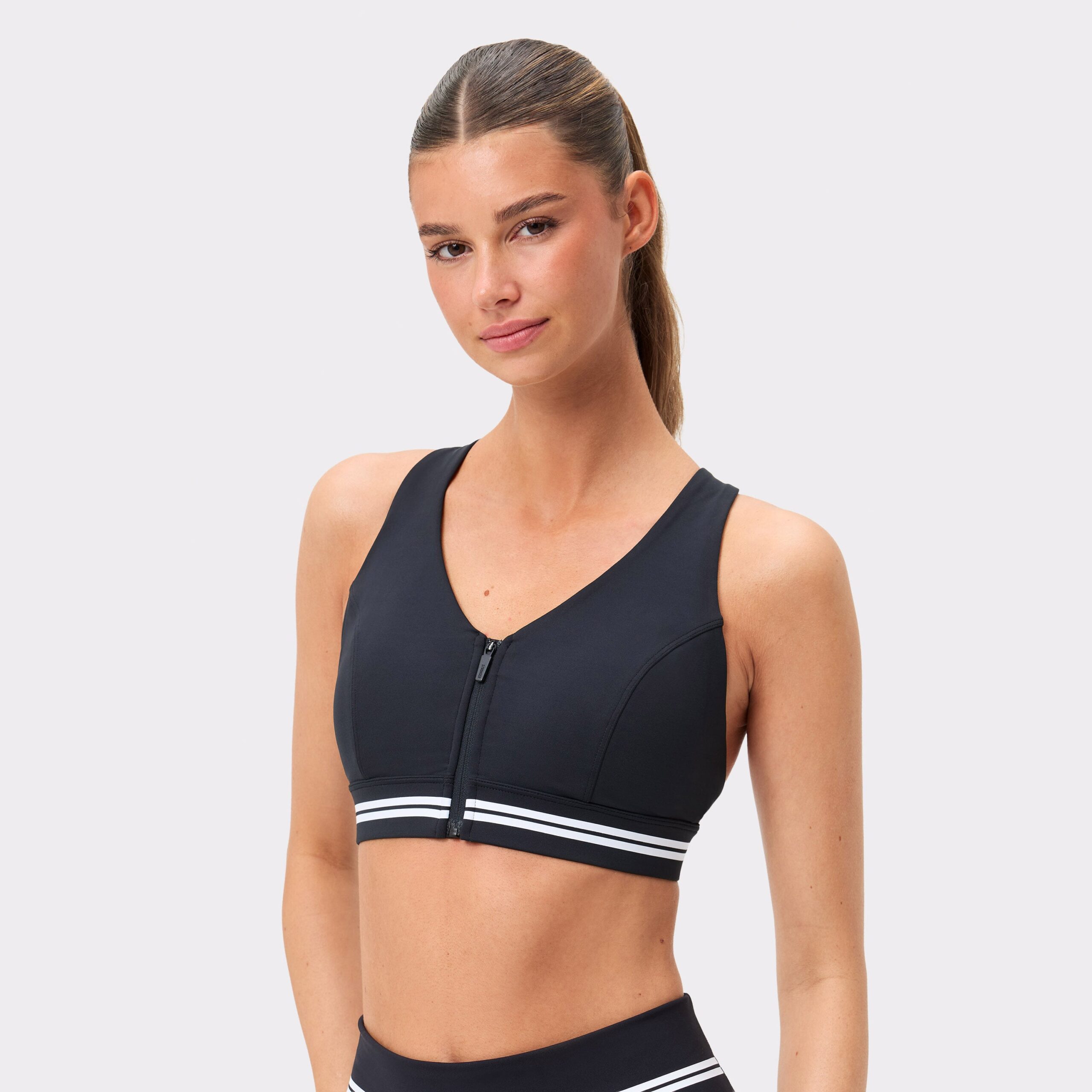 Stronger Signature Logo Zip Sports Bra
